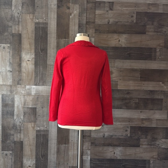 Briggs vintage red ruffle sweater medium sparkly Christmas holiday party winter - Picture 8 of 11